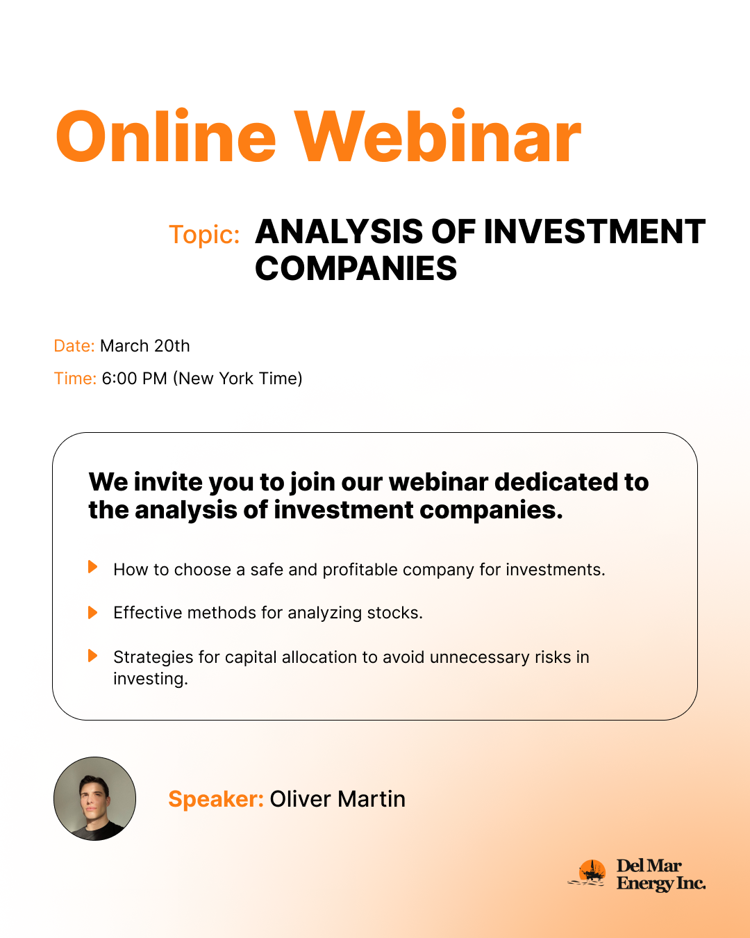 Online Webinar: Analysis of Investment Companies