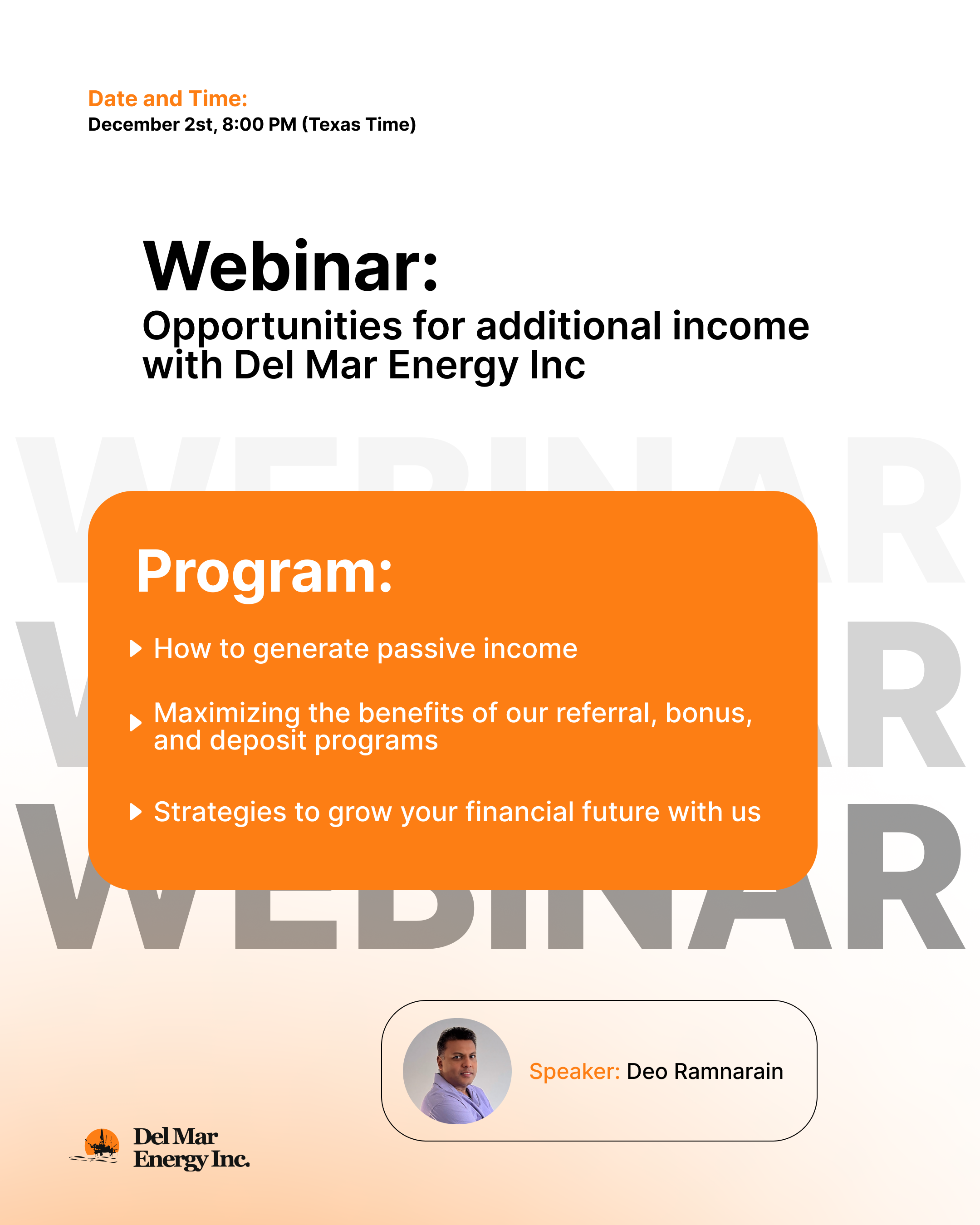 Webinar: Strategies for Passive Income with Del Mar Energy